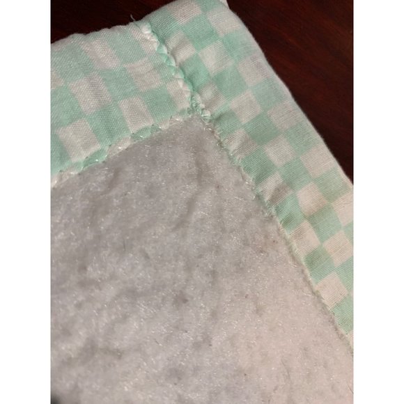 Cuddle Time Baby Crib Blanket VTG Mint Checkered Embroidered Detailed Bear with - Picture 6 of 9